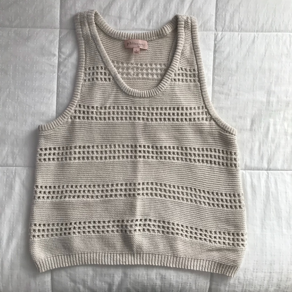 Philosophy Beige Crochet Tank